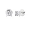Brilliant Diamond 14k White Gold Igi Certified 2 Carat Princess Cut Lab Grown Diamond Stud Earrings  In White