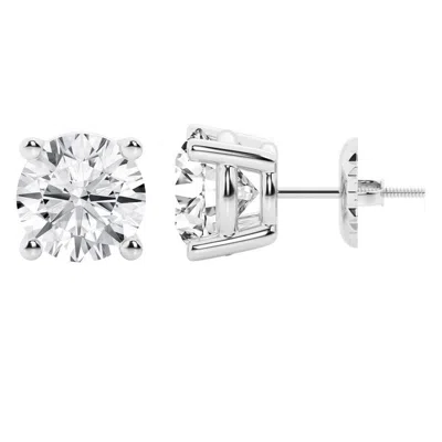 Brilliant Diamond 14k White Gold Igi Certified 5 Carat Round Cut Lab Grown Diamond Stud Earrings For