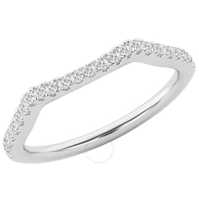 Brilliant Diamond 14k White Gold Ring 0.16 Carat Round Diamond Curved Wedding Band For Women  Lab Gr