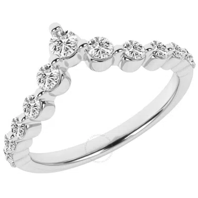 Brilliant Diamond 14k White Gold Ring 0.50 Carat Round Diamond Wedding Anniversary Band For Women La