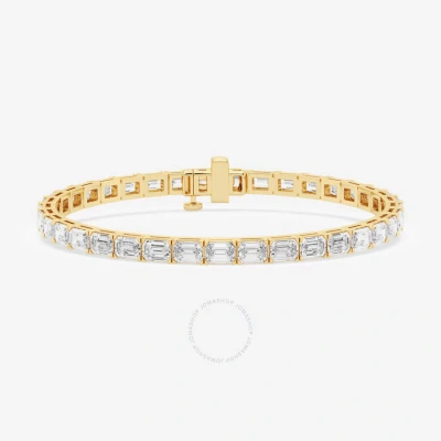 Brilliant Diamond 14k Yellow Gold 12 1/5 Cttw Emerald-cut Lab Grown Diamond East-west Tennis Bracele