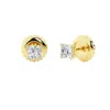 Brilliant Diamond 14k Yellow Gold Igi Certified 1 Carat Princess Cut Lab Grown Diamond Stud Earrings In Yellow