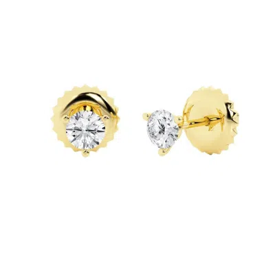 Brilliant Diamond 14k Yellow Gold Igi Certified 1 Carat Round Cut Lab Grown Diamond Stud Earrings Fo