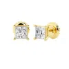 Brilliant Diamond 14k Yellow Gold Igi Certified 3 Carat Princess Cut Lab Grown Diamond Stud Earrings In Yellow