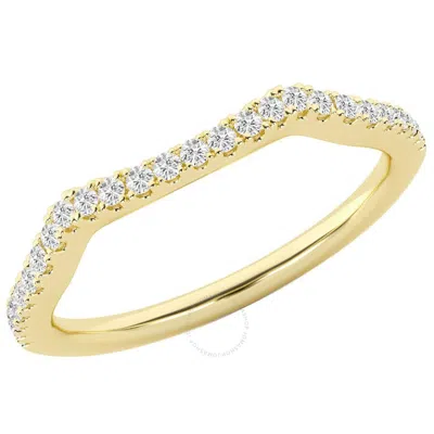 Brilliant Diamond 14k Yellow Gold Ring 0.16 Carat Round Diamond Curved Wedding Band For Women  Lab G