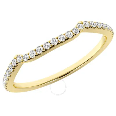 Brilliant Diamond 14k Yellow Gold Ring 0.17 Carat Round Diamond Curved Wedding Band For Women  Lab G