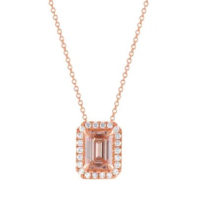 Brilliant Diamond 14kt Rose Gold 0.80 Carat Lab Grown Diamond Pendant Necklace For Women In Pink