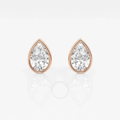 Brilliant Diamond 14kt Rose Gold 1 1/2 Cttw Pear-cut Lab Grown Diamond Bezel Set Solitaire Stud Earr In Pink