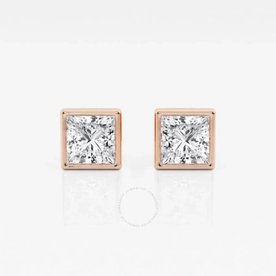 Brilliant Diamond 14kt Rose Gold 1 1/2 Cttw Princess-cut Lab Grown Diamond Bezel Set Solitaire Stud In Pink