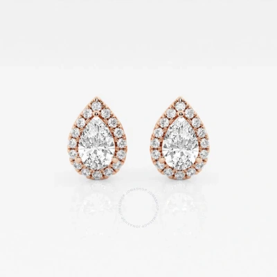 Brilliant Diamond 14kt Rose Gold 1 1/5 Cttw Pear-cut Lab Grown Diamond Halo Stud Earrings For Women