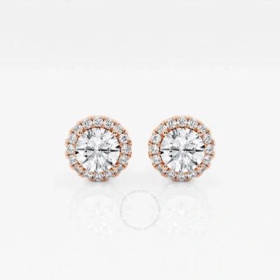 Brilliant Diamond 14kt Rose Gold 1 1/5 Cttw Round-cut Lab Grown Diamond Halo Stud Earrings For Women In Pink