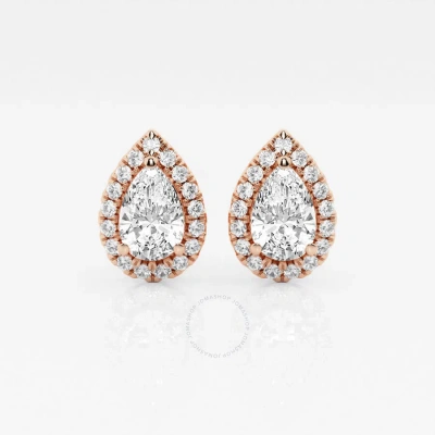 Brilliant Diamond 14kt Rose Gold 1 7/8 Cttw Pear-cut Lab Grown Diamond Halo Stud Earrings For Women