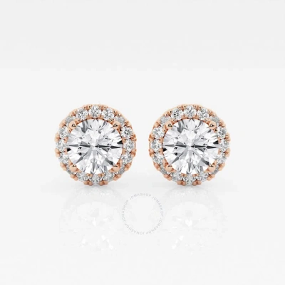 Brilliant Diamond 14kt Rose Gold 1 7/8 Cttw Round-cut Lab Grown Diamond Halo Stud Earrings For Women In Pink