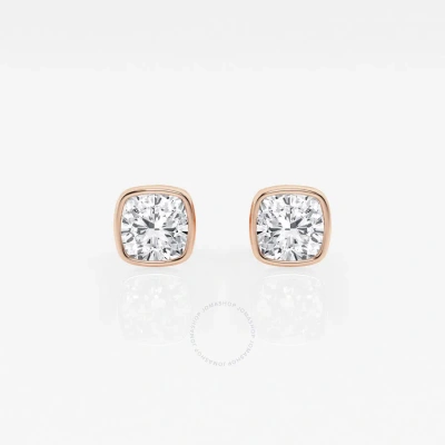 Brilliant Diamond 14kt Rose Gold 1 Cttw Cushion-cut Lab Grown Diamond Bezel Set Solitaire Stud Earri In Pink