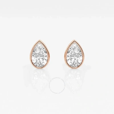 Brilliant Diamond 14kt Rose Gold 1 Cttw Pear-cut Lab Grown Diamond Bezel Set Solitaire Stud Earrings In Pink