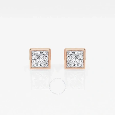 Brilliant Diamond 14kt Rose Gold 1 Cttw Princess-cut Lab Grown Diamond Bezel Set Solitaire Stud Earr In Pink