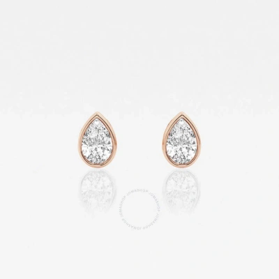 Brilliant Diamond 14kt Rose Gold 1/2 Cttw Pear-cut Lab Grown Diamond Bezel Set Solitaire Stud Earrin In Pink