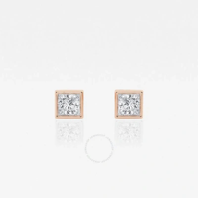 Brilliant Diamond 14kt Rose Gold 1/2 Cttw Princess-cut Lab Grown Diamond Bezel Set Solitaire Stud Ea In Pink