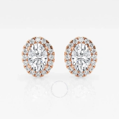 Brilliant Diamond 14kt Rose Gold 2 3/8 Cttw Oval-cut Lab Grown Diamond Halo Stud Earrings For Women In Pink