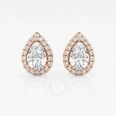 Brilliant Diamond 14kt Rose Gold 2 3/8 Cttw Pear-cut Lab Grown Diamond Halo Stud Earrings For Women In Metallic