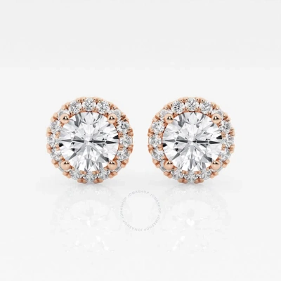 Brilliant Diamond 14kt Rose Gold 2 3/8 Cttw Round-cut Lab Grown Diamond Halo Stud Earrings For Women