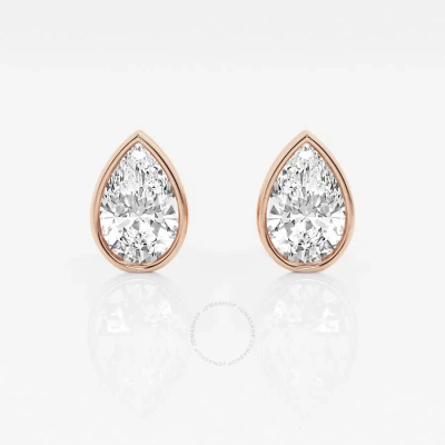 Brilliant Diamond 14kt Rose Gold 2 Cttw Pear-cut Lab Grown Diamond Bezel Set Solitaire Stud Earrings In Pink