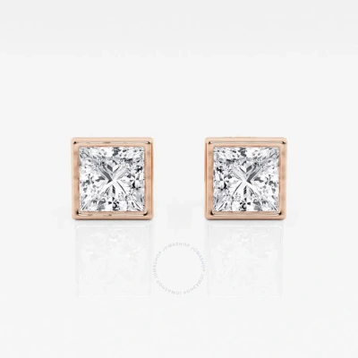 Brilliant Diamond 14kt Rose Gold 2 Cttw Princess-cut Lab Grown Diamond Bezel Set Solitaire Stud Earr In Pink
