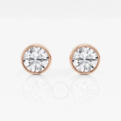 Brilliant Diamond 14kt Rose Gold 2 Cttw Round-cut Lab Grown Diamond Bezel Set Solitaire Stud Earring In Pink