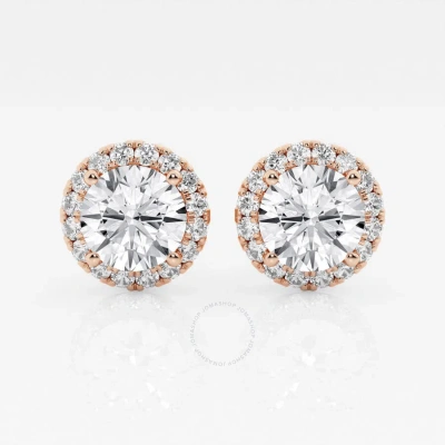 Brilliant Diamond 14kt Rose Gold 3 1/2 Cttw Round-cut Lab Grown Diamond Halo Stud Earrings For Women In Pink