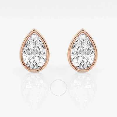 Brilliant Diamond 14kt Rose Gold 3 Cttw Pear-cut Lab Grown Diamond Bezel Set Solitaire Stud Earrings In Pink
