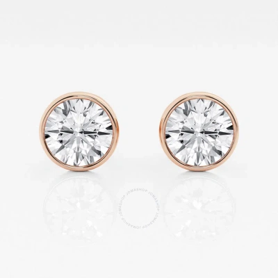 Brilliant Diamond 14kt Rose Gold 3 Cttw Round-cut Lab Grown Diamond Bezel Set Solitaire Stud Earring In Pink
