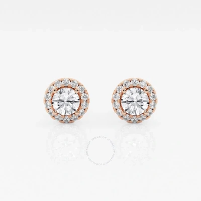 Brilliant Diamond 14kt Rose Gold 5/8 Cttw Round-cut Lab Grown Diamond Halo Stud Earrings For Women In Pink
