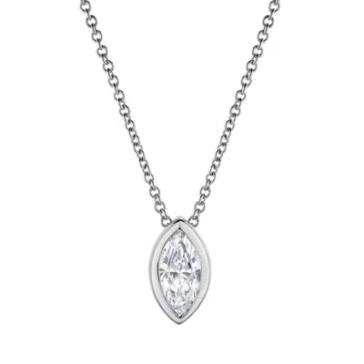 Brilliant Diamond 14kt White Gold 0.63 Carat Lab Grown Diamond Pendant Necklace For Women
