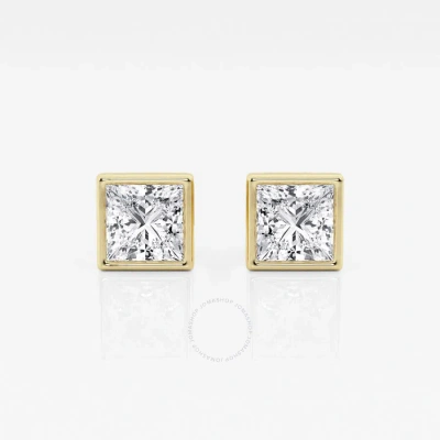 Brilliant Diamond 14kt White Gold 1 1/2 Cttw Princess-cut Lab Grown Diamond Bezel Set Solitaire Stud In Gray