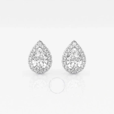 Brilliant Diamond 14kt White Gold 1 1/5 Cttw Pear-cut Lab Grown Diamond Halo Stud Earrings For Women