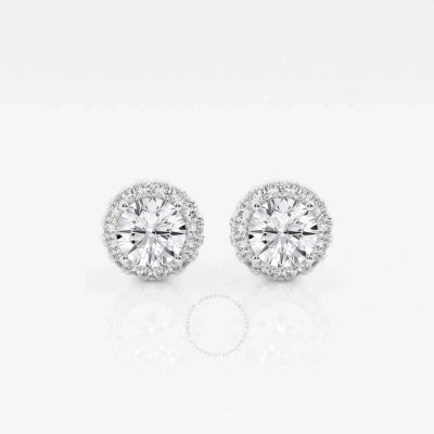Brilliant Diamond 14kt White Gold 1 1/5 Cttw Round-cut Lab Grown Diamond Halo Stud Earrings For Wome