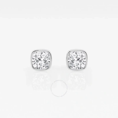 Brilliant Diamond 14kt White Gold 1 Cttw Cushion-cut Lab Grown Diamond Bezel Set Solitaire Stud Earr