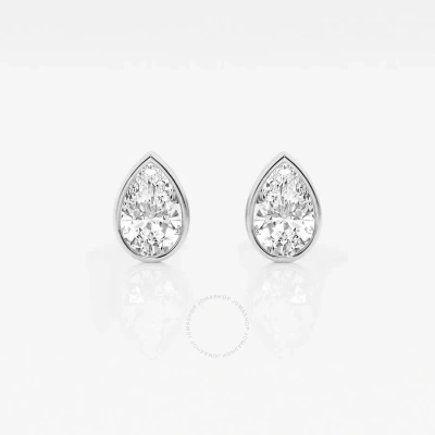 Brilliant Diamond 14kt White Gold 1 Cttw Pear-cut Lab Grown Diamond Bezel Set Solitaire Stud Earring