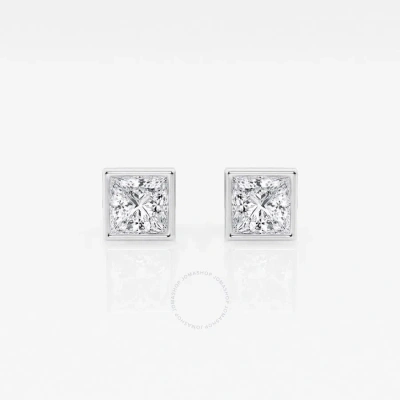 Brilliant Diamond 14kt White Gold 1 Cttw Princess-cut Lab Grown Diamond Bezel Set Solitaire Stud Ear