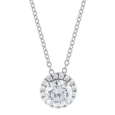 Brilliant Diamond 14kt White Gold 1.00 Carat Lab Grown Diamond Pendant Necklace For Women