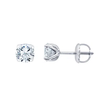Brilliant Diamond 14kt White Gold 1.00 Carat Lab Grown Diamond Stud Earrings For Women