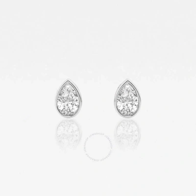 Brilliant Diamond 14kt White Gold 1/2 Cttw Pear-cut Lab Grown Diamond Bezel Set Solitaire Stud Earri