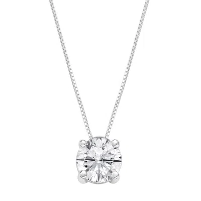 Brilliant Diamond 14kt White Gold 1.50 Carat Lab Grown Diamond Pendant Necklace For Women