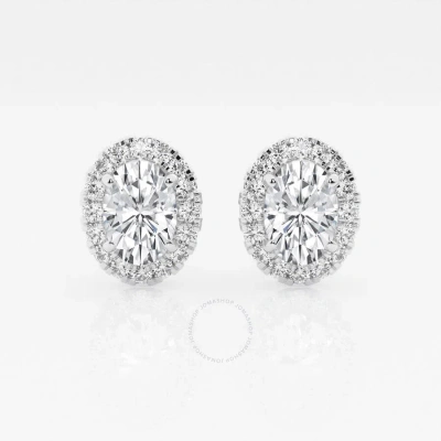 Brilliant Diamond 14kt White Gold 2 3/8 Cttw Oval-cut Lab Grown Diamond Halo Stud Earrings For Women
