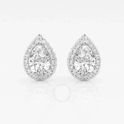 Brilliant Diamond 14kt White Gold 2 3/8 Cttw Pear-cut Lab Grown Diamond Halo Stud Earrings For Women