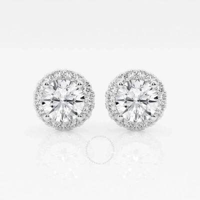 Brilliant Diamond 14kt White Gold 2 3/8 Cttw Round-cut Lab Grown Diamond Halo Stud Earrings For Wome
