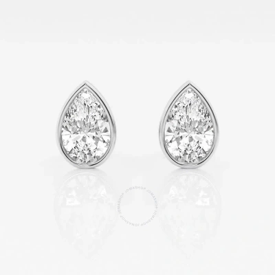 Brilliant Diamond 14kt White Gold 2 Cttw Pear-cut Lab Grown Diamond Bezel Set Solitaire Stud Earring