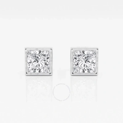 Brilliant Diamond 14kt White Gold 2 Cttw Princess-cut Lab Grown Diamond Bezel Set Solitaire Stud Ear