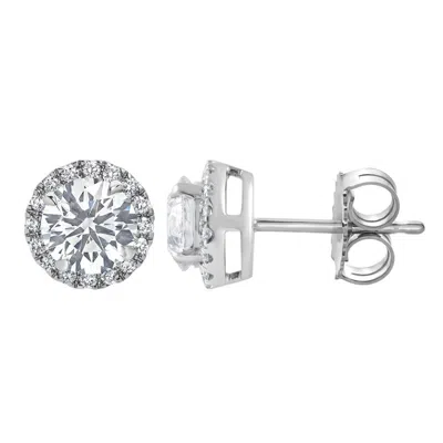 Brilliant Diamond 14kt White Gold 2.00 Carat Lab Grown Diamond Stud Earrings For Women