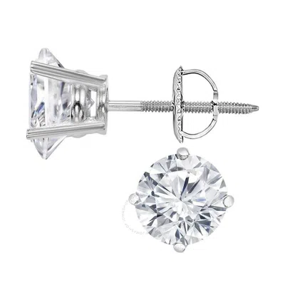 Brilliant Diamond 14kt White Gold 2.00 Carat Round Cut Lab Grown Diamond Stud Earrings For Women